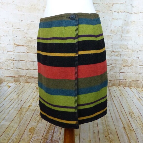 VTG Ann Taylor Skirt Womens M Southwestern Serape Striped Print Wool Boho 70s - Picture 8 of 10